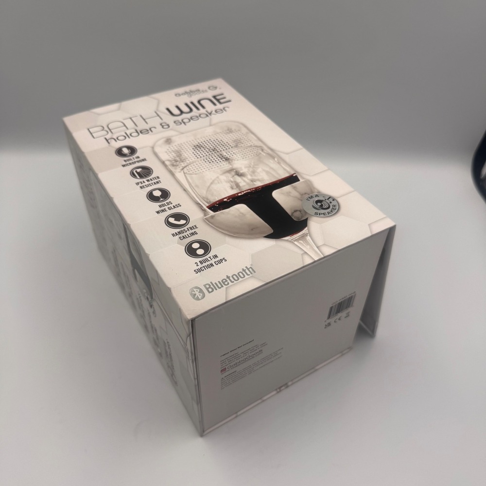 Gabba Goods Bath Wine Holder & Bluetooth Speaker White Marble GG-WBS-WHT